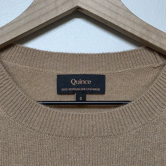 Quince Mongolian Cashmere Camel Tan Short Sleeve Sweater Top Sz S Minimalist - Picture 2 of 8